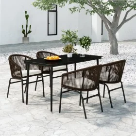 Juego de comedor de jardín 5 piezas con cojines marrón by , Garden sets - Ref: Foro24-3099247, Price: 538,61 €, Discount: %