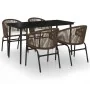 Juego de comedor de jardín 5 piezas con cojines marrón de , Conjuntos de jardín - Ref: Foro24-3099247, Precio: 558,40 €, Desc...