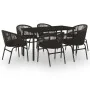 Juego de comedor para jardín 7 piezas negro de , Conjuntos de jardín - Ref: Foro24-3099224, Precio: 691,50 €, Descuento: %