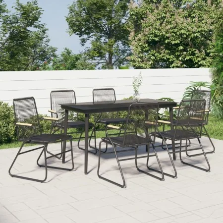 Juego de comedor de jardín 7 piezas ratán PVC negro de , Conjuntos de jardín - Ref: Foro24-3099218, Precio: 436,04 €, Descuen...