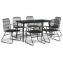 Juego de comedor de jardín 7 piezas ratán PVC negro de , Conjuntos de jardín - Ref: Foro24-3099218, Precio: 436,04 €, Descuen...