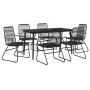 Juego de comedor de jardín 7 piezas ratán PVC negro de , Conjuntos de jardín - Ref: Foro24-3099218, Precio: 436,04 €, Descuen...