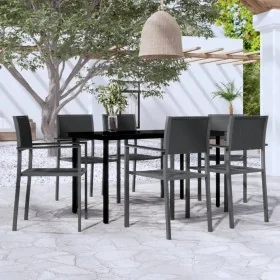 Juego de comedor para jardín 7 piezas negro by , Garden sets - Ref: Foro24-3099266, Price: 436,97 €, Discount: %