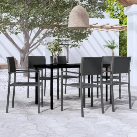Juego de comedor para jardín 7 piezas negro de , Conjuntos de jardín - Ref: Foro24-3099266, Precio: 437,60 €, Descuento: %