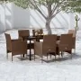 Juego de comedor de jardín 7 piezas con cojines marrón y negro by , Garden sets - Ref: Foro24-3099302, Price: 515,10 €, Disco...