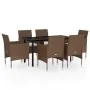 Juego de comedor de jardín 7 piezas con cojines marrón y negro by , Garden sets - Ref: Foro24-3099302, Price: 515,10 €, Disco...
