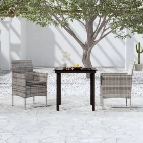 Juego de comedor de jardín 3 piezas con cojines gris y negro von , Gartensets - Ref: Foro24-3099287, Preis: 213,32 €, Rabatt: %