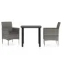Juego de comedor de jardín 3 piezas con cojines gris y negro de , Conjuntos de jardín - Ref: Foro24-3099287, Precio: 214,56 €...