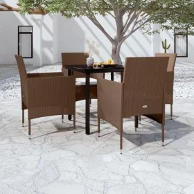 Juego de comedor de jardín 5 piezas con cojines marrón y negro by , Garden sets - Ref: Foro24-3099300, Price: 341,22 €, Disco...