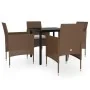 Juego de comedor de jardín 5 piezas con cojines marrón y negro von , Gartensets - Ref: Foro24-3099300, Preis: 345,19 €, Rabat...
