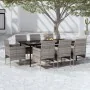 Juego de comedor para jardín 9 piezas con cojines gris y negro de , Conjuntos de jardín - Ref: Foro24-3099316, Precio: 776,22...