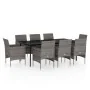 Juego de comedor para jardín 9 piezas con cojines gris y negro de , Conjuntos de jardín - Ref: Foro24-3099316, Precio: 776,22...