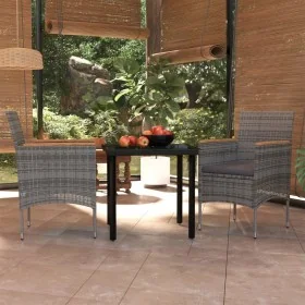 Juego de comedor de jardín 3 piezas con cojines gris y negro von , Gartensets - Ref: Foro24-3099335, Preis: 228,84 €, Rabatt: %