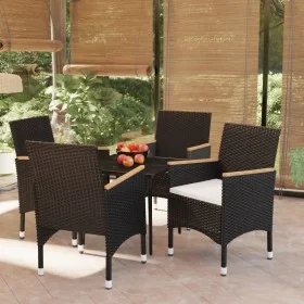 Juego de comedor de jardín 5 piezas con cojines negro by , Garden sets - Ref: Foro24-3099342, Price: 333,08 €, Discount: %
