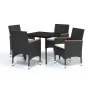 Juego de comedor de jardín 5 piezas con cojines negro von , Gartensets - Ref: Foro24-3099342, Preis: 334,69 €, Rabatt: %