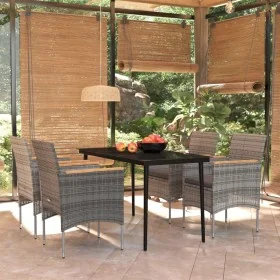 Juego de comedor para jardín 5 piezas con cojines gris y negro by , Garden sets - Ref: Foro24-3099349, Price: 389,66 €, Disco...