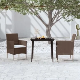 Juego de comedor de jardín 3 piezas con cojines marrón y negro von , Gartensets - Ref: Foro24-3099323, Preis: 243,80 €, Rabat...