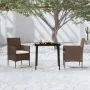 Juego de comedor de jardín 3 piezas con cojines marrón y negro by , Garden sets - Ref: Foro24-3099323, Price: 244,12 €, Disco...