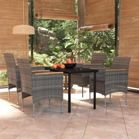 Juego de comedor para jardín 5 piezas con cojines gris y negro von , Gartensets - Ref: Foro24-3099337, Preis: 392,65 €, Rabat...