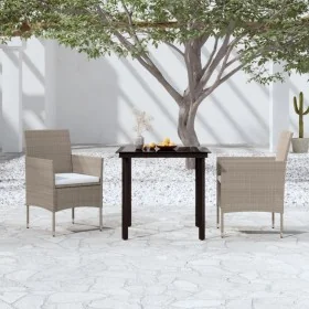 Juego de comedor de jardín 3 piezas con cojines beige y negro von , Gartensets - Ref: Foro24-3099293, Preis: 232,09 €, Rabatt: %