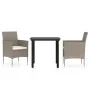 Juego de comedor de jardín 3 piezas con cojines beige y negro by , Garden sets - Ref: Foro24-3099293, Price: 232,96 €, Discou...