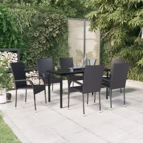 Juego de comedor de jardín 7 piezas negro by , Garden sets - Ref: Foro24-3099380, Price: 442,15 €, Discount: %