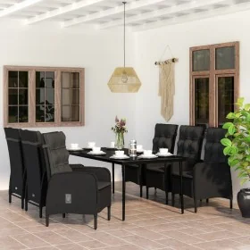 Juego de comedor de jardín 7 piezas con cojines negro by , Garden sets - Ref: Foro24-3099368, Price: 996,53 €, Discount: %