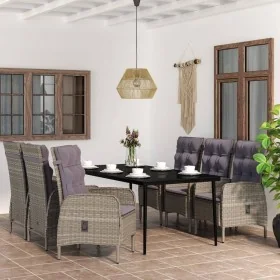 Juego de comedor de jardín 7 piezas con cojines gris y negro by , Garden sets - Ref: Foro24-3099375, Price: 1,00 €, Discount: %