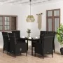Juego de comedor de jardín 7 piezas con cojines negro by , Garden sets - Ref: Foro24-3099356, Price: 1,00 €, Discount: %