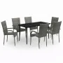 Juego de comedor de jardín 7 piezas con cojines gris y negro de , Conjuntos de jardín - Ref: Foro24-3099410, Precio: 377,23 €...