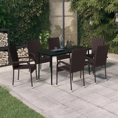 Juego de comedor de jardín 7 piezas marrón y negro von , Gartensets - Ref: Foro24-3099404, Preis: 393,70 €, Rabatt: %