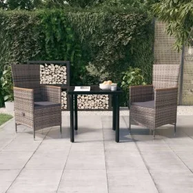 Juego de comedor de jardín 3 piezas con cojines gris by , Garden sets - Ref: Foro24-3099431, Price: 360,06 €, Discount: %