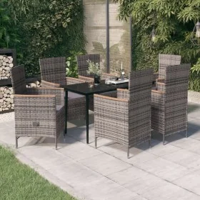 Juego de comedor de jardín 7 piezas con cojines gris by , Garden sets - Ref: Foro24-3099452, Price: 941,83 €, Discount: %