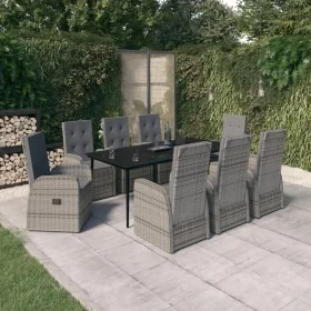 Juego de comedor de jardín 9 pzas con cojines gris by , Garden sets - Ref: Foro24-3099490, Price: 1,00 €, Discount: %
