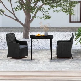 Juego de comedor de jardín 3 piezas con cojines negro von , Gartensets - Ref: Foro24-3099541, Preis: 368,18 €, Rabatt: %