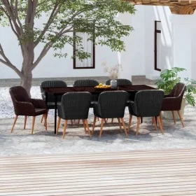 Juego de comedor de jardín 9 piezas con cojines negro by , Garden sets - Ref: Foro24-3099522, Price: 946,47 €, Discount: %