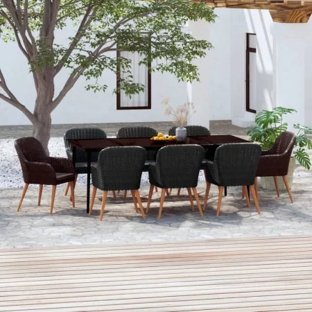 Juego de comedor de jardín 9 piezas con cojines negro von , Gartensets - Ref: Foro24-3099522, Preis: 955,09 €, Rabatt: %