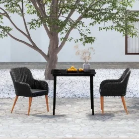 Juego de comedor de jardín 3 piezas con cojines negro by , Garden sets - Ref: Foro24-3099517, Price: 285,48 €, Discount: %