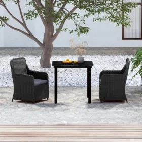 Juego de comedor de jardín 3 piezas con cojines negro by , Garden sets - Ref: Foro24-3099529, Price: 354,25 €, Discount: %