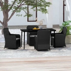 Juego de comedor de jardín 5 piezas con cojines negro de , Conjuntos de jardín - Ref: Foro24-3099543, Precio: 721,40 €, Descu...
