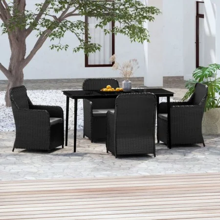 Juego de comedor de jardín 5 piezas con cojines negro de , Conjuntos de jardín - Ref: Foro24-3099543, Precio: 720,64 €, Descu...