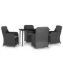 Juego de comedor de jardín 5 piezas con cojines negro de , Conjuntos de jardín - Ref: Foro24-3099543, Precio: 720,64 €, Descu...