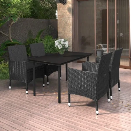 Set comedor de jardín 5 pzas y cojines ratán sintético y vidrio by , Garden sets - Ref: Foro24-3099687, Price: 386,56 €, Disc...
