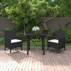 Set comedor de jardín 3 pzas y cojines ratán sintético y vidrio by , Garden sets - Ref: Foro24-3099679, Price: 205,30 €, Disc...