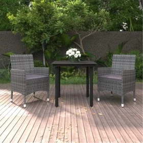Set comedor de jardín 3 pzas y cojines ratán sintético y vidrio von , Gartensets - Ref: Foro24-3099691, Preis: 209,69 €, Raba...