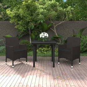 Set comedor de jardín 3 pzas y cojines ratán sintético y vidrio by , Garden sets - Ref: Foro24-3099685, Price: 227,43 €, Disc...