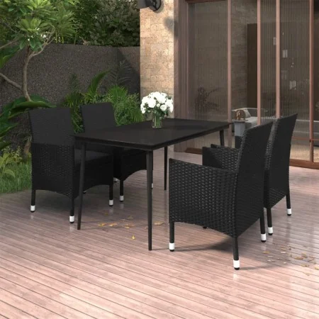 Set comedor de jardín 5 pzas y cojines ratán sintético y vidrio by , Garden sets - Ref: Foro24-3099735, Price: 384,73 €, Disc...
