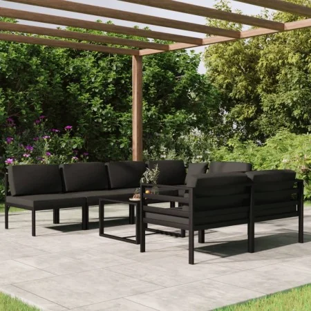 Set muebles de jardín 8 pzas y cojines aluminio gris antracita de , Conjuntos de jardín - Ref: Foro24-3107820, Precio: 1,00 €...