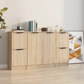 Aparadores 3 piezas madera contrachapada color roble sonoma by , Sideboards - Ref: Foro24-3115846, Price: 138,27 €, Discount: %