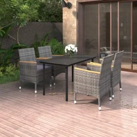 Set comedor de jardín 5 pzas y cojines ratán sintético y vidrio by , Garden sets - Ref: Foro24-3099777, Price: 452,64 €, Disc...